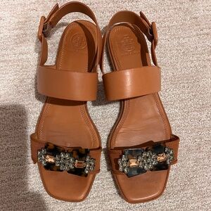 TORY BURCH Brown Leather Sandals - Sz 9.5